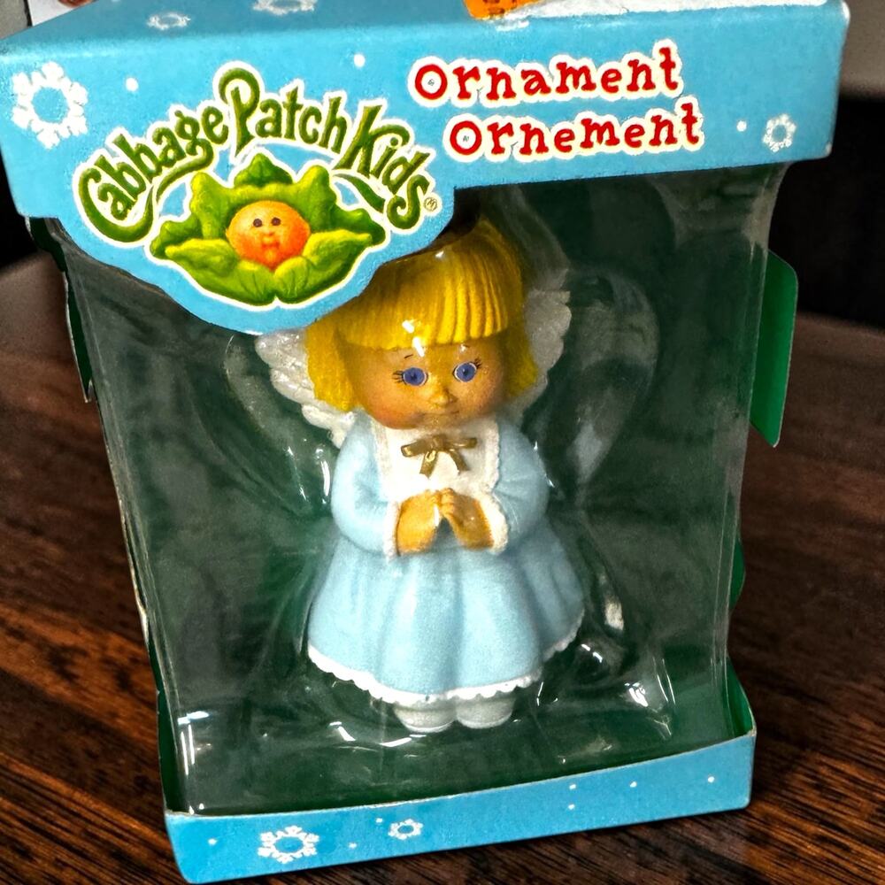 Vintage 2005 Cabbage Patch Kids Angel Ornament Blonde Blue Dress